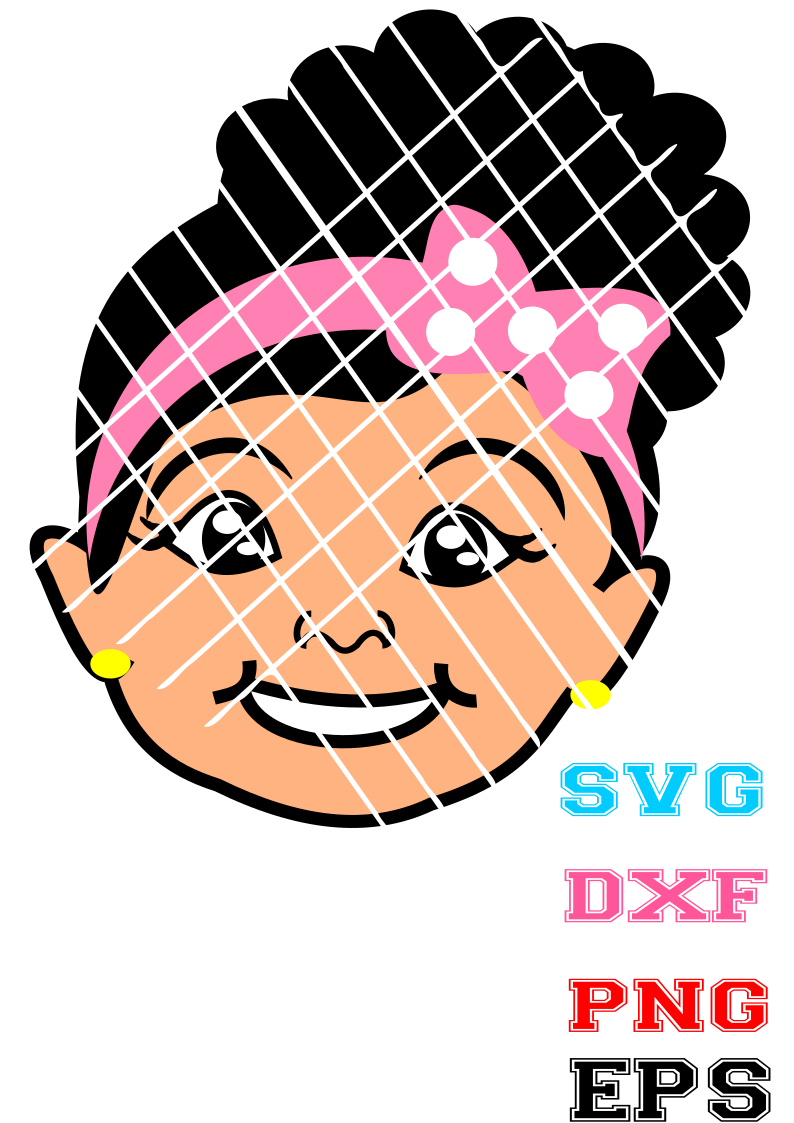 Afro Puffs SVG,Afro Baby girl puffs, Metella file,Silhouette cut file,African American