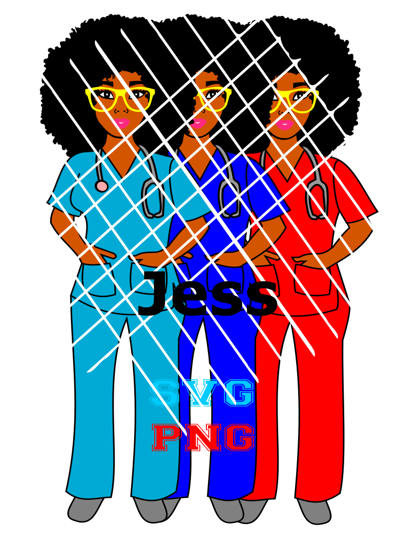 Bundle of Afro Nurse SVG, Kim, Nadine,Stacy,Jess,Renee and Candice