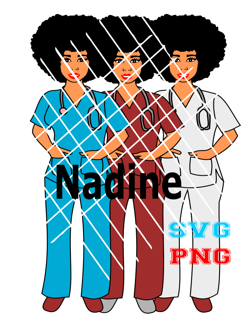 Bundle of Afro Nurse SVG, Kim, Nadine,Stacy,Jess,Renee and Candice