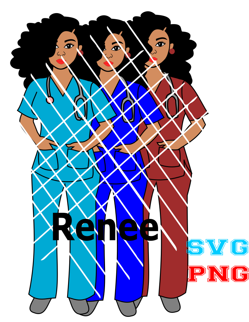 Bundle of Afro Nurse SVG, Kim, Nadine,Stacy,Jess,Renee and Candice