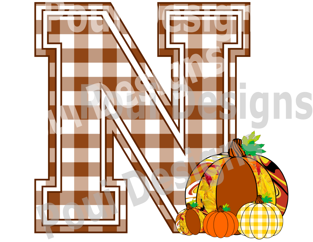 Plaid ThankGiving Alphabet Pumpkin A to Z