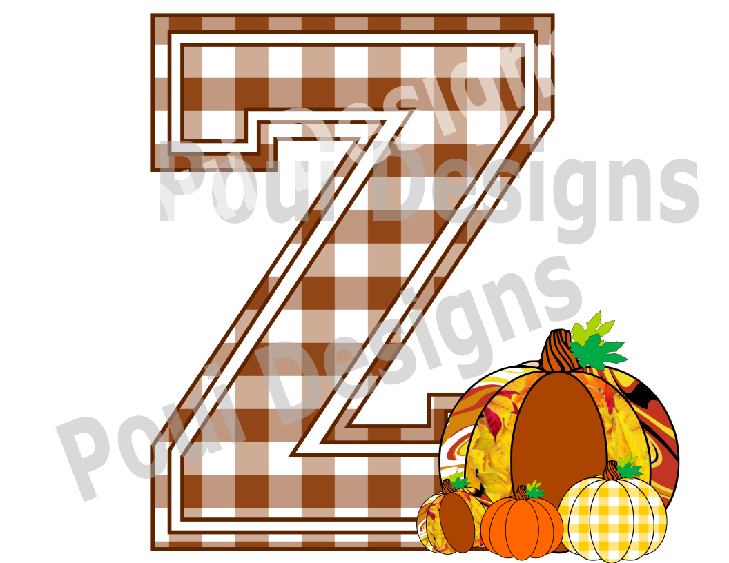 Plaid ThankGiving Alphabet Pumpkin A to Z