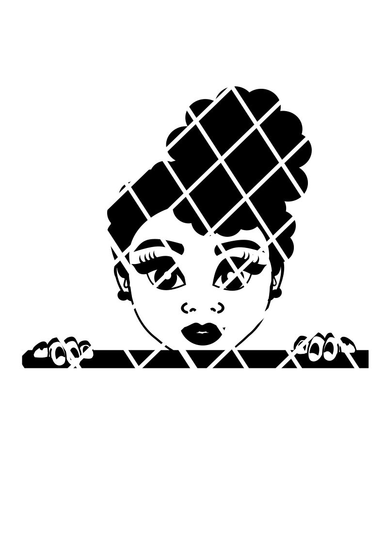 Abby 6, Peeking with Afro Puffs svg, Afro girl svg,Peekaboo