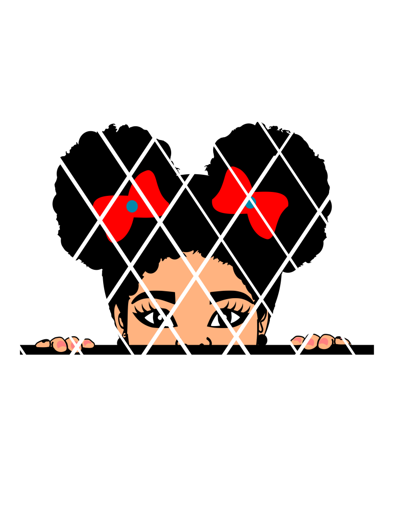Peeking Elsa with Ponytails svg, Afro girl svg,Peekaboo