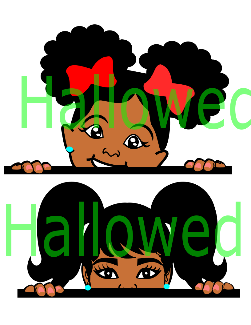 , Peeking Debby and Satuya with Afro Puffs svg,Peekaboo