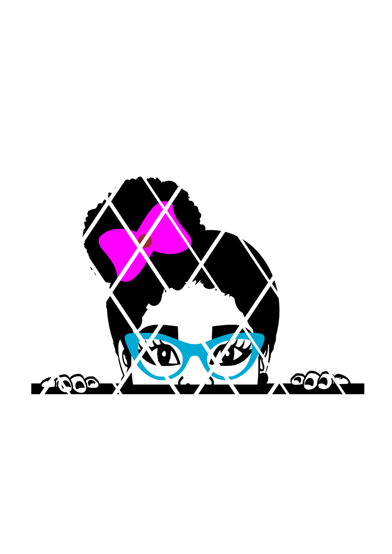 Peeking Elsa with side bun svg, Afro girl svg