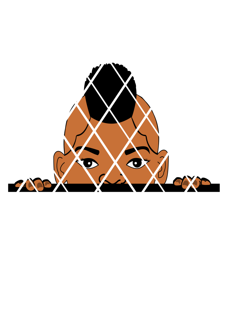 Timmy Peeking with Afro Puffs svg, Afro boy svg, Mohawk