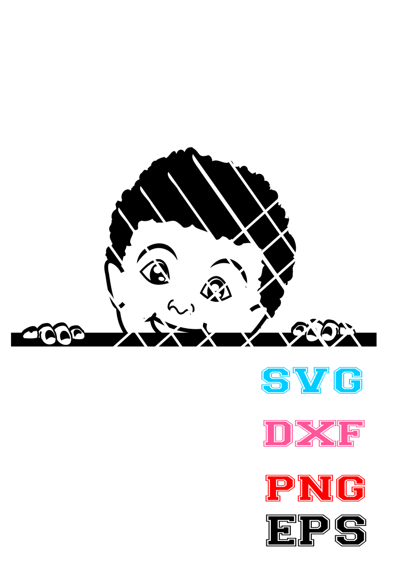 Peeking SVG, African American boy svg, Little boy face svg, Tommy, Peekaboo