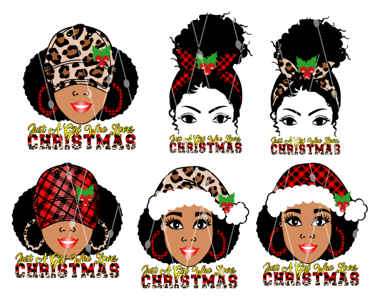 Just A girl Who Loves Christmas Leopard Plaid Santa Hat