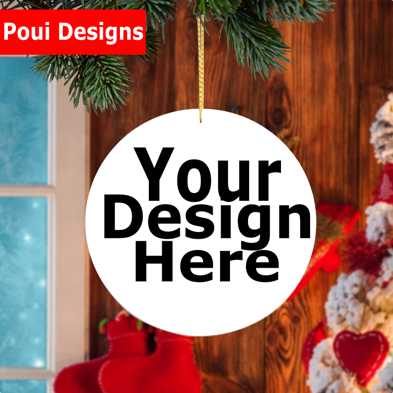 Circle Christmas Ornament Mockup