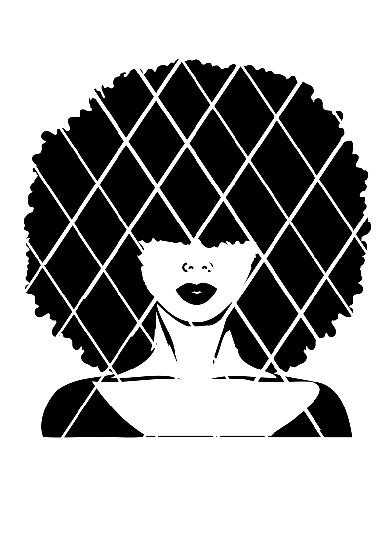Afro SVG, Black Beauty Sarah, SVG file,PNG file,DXF file , closed eyes