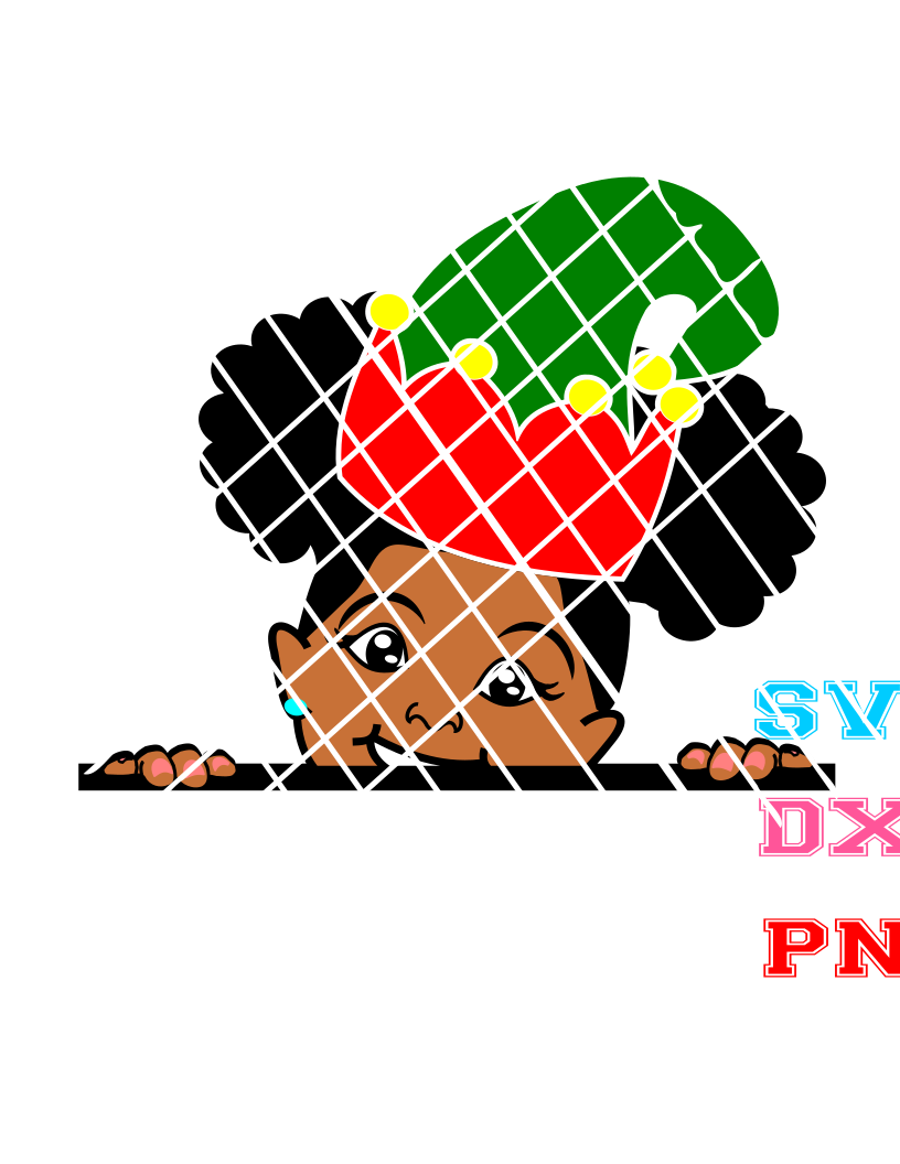 Elf Afro Peeking Girl svg, Satuya