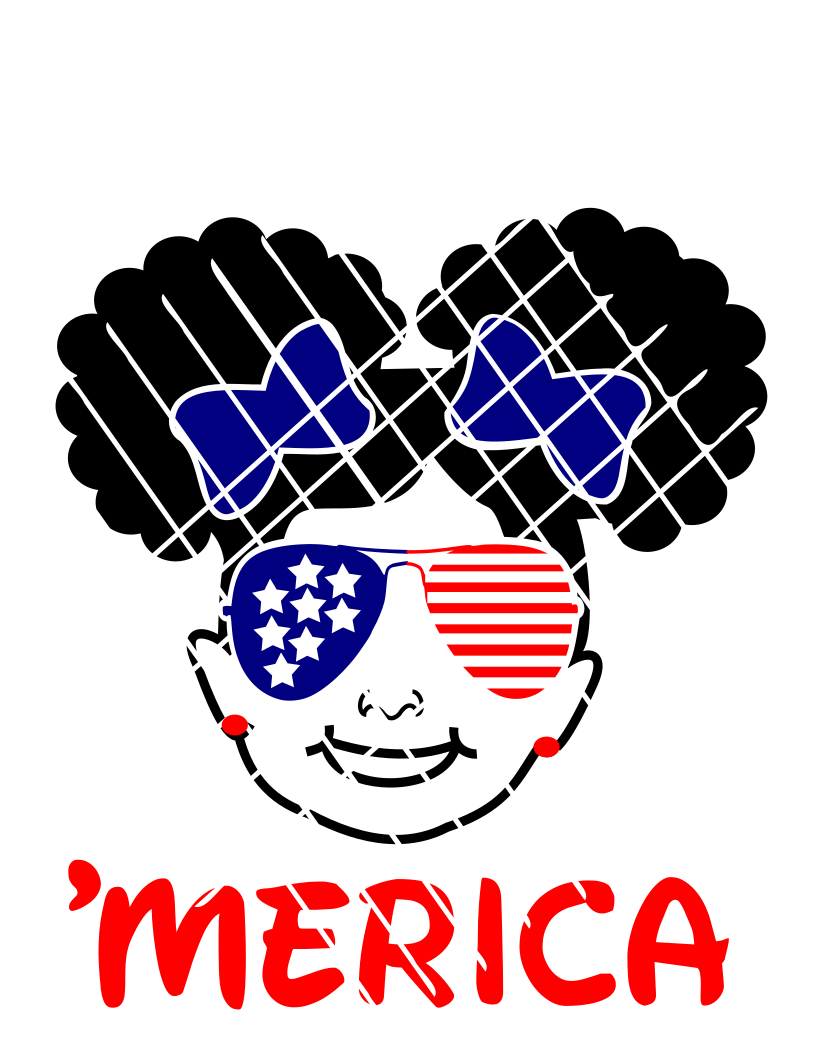 Merica svg, Satuya, july 4th,afro