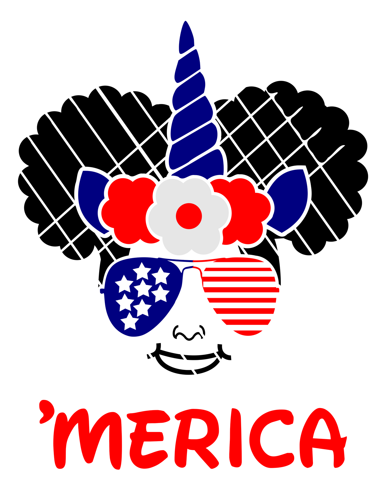 Merica svg,Unicorn girl, july 4th,afro
