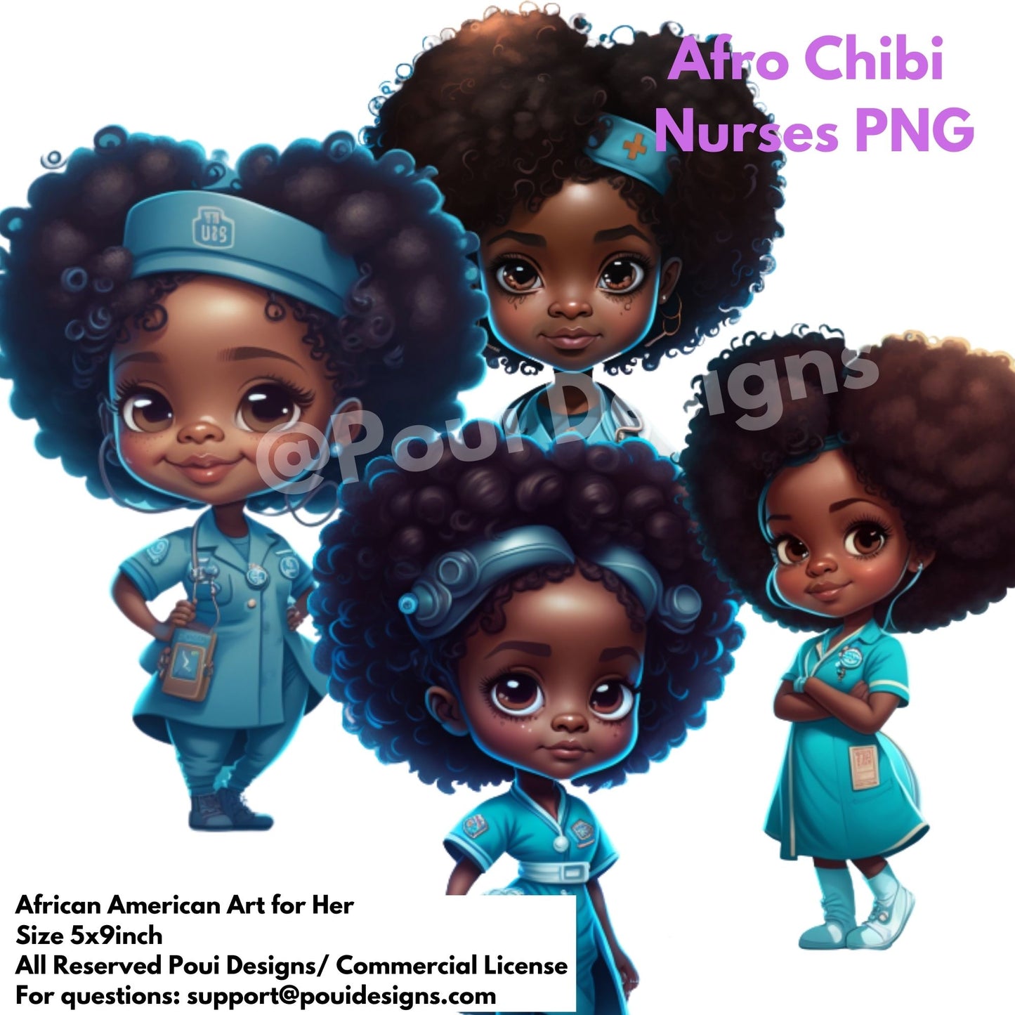 Black Nurses PNG files for Printing