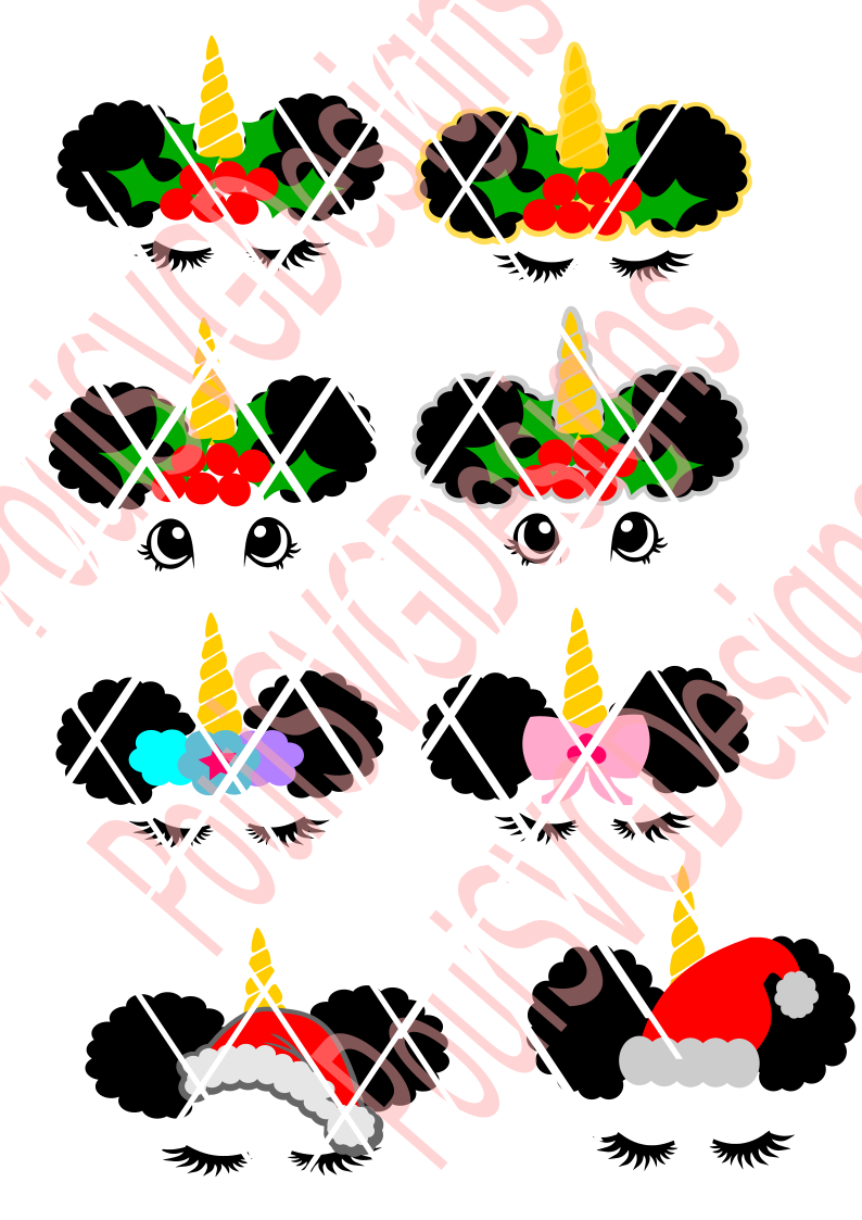 Afro Puffs Unicorn SVG