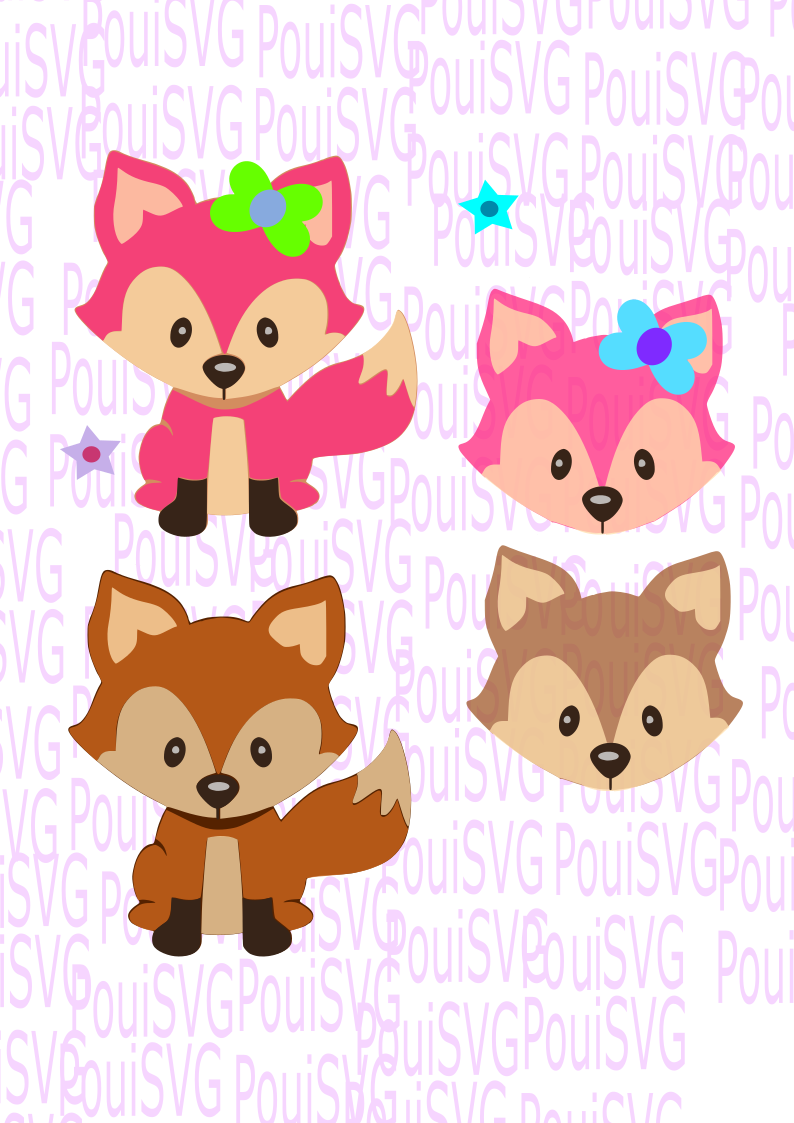 Fox svg, boy and girl svg,Baby animal,cutting file,silhouette cut,Woodland animal,Vinyl T-shirtdesign,Cricut cut file