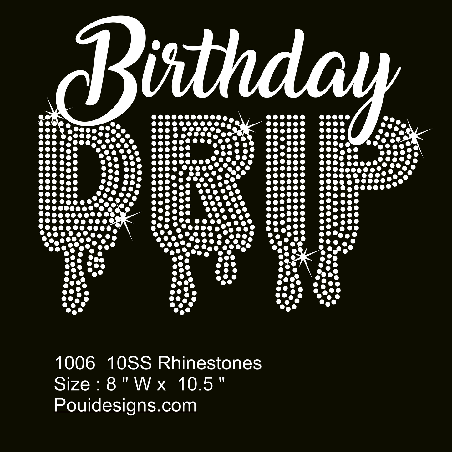Birthday Drip Rhinestone SVG Design