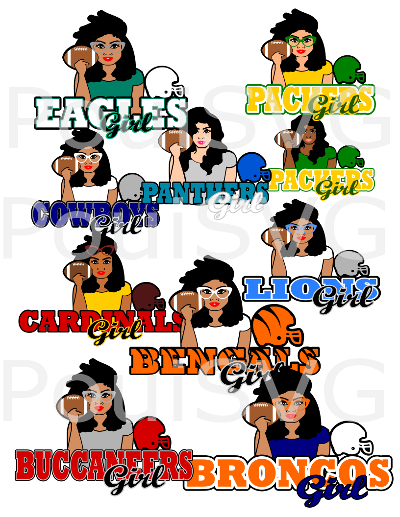Football bundle svg and png files, 9 teams