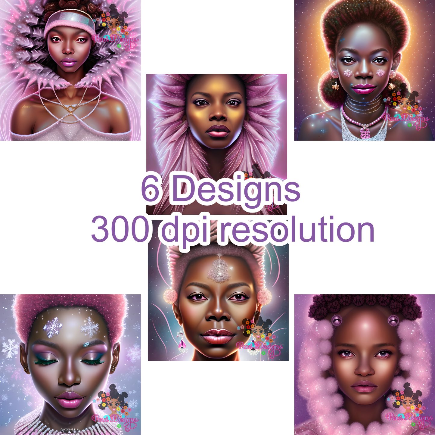 Ice Crystals Black Women PNG files, Ai art,Ai generated