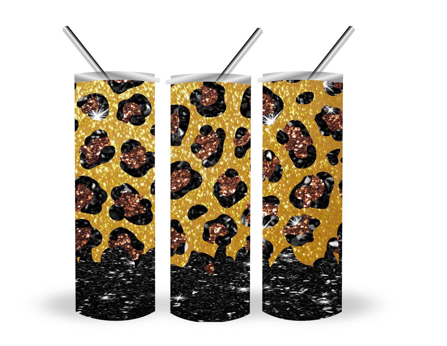 Glitter Leopard 20 oz tumbler design for sublimation