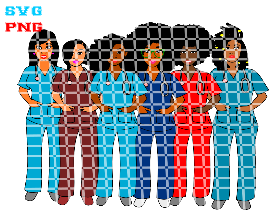Bundle of Afro Nurse SVG, Kim, Nadine,Stacy,Jess,Renee and Candice