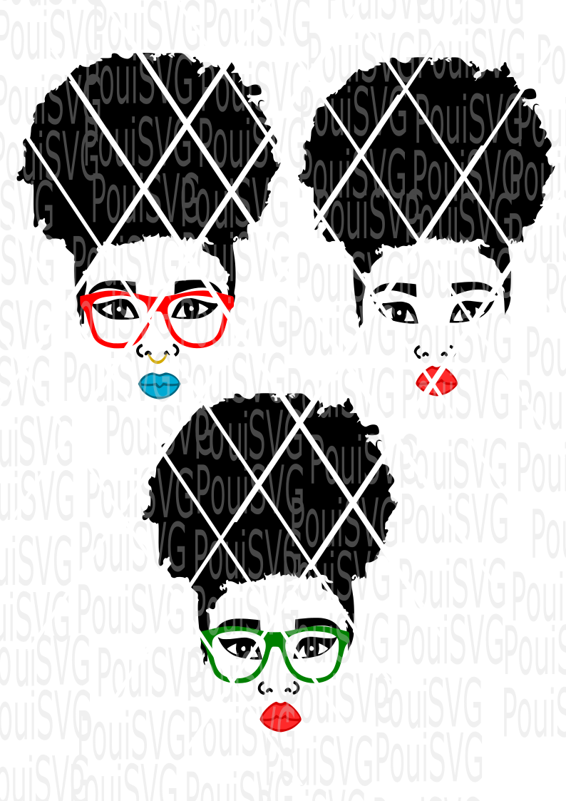 Cute Afro Puff hair Girl SVG file