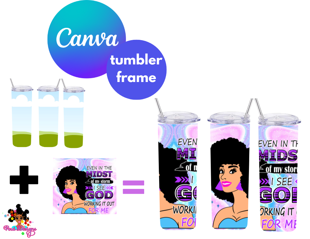 Sublimation Tumbler Mockup Generator~ Canva Frame Template Drag and Drop