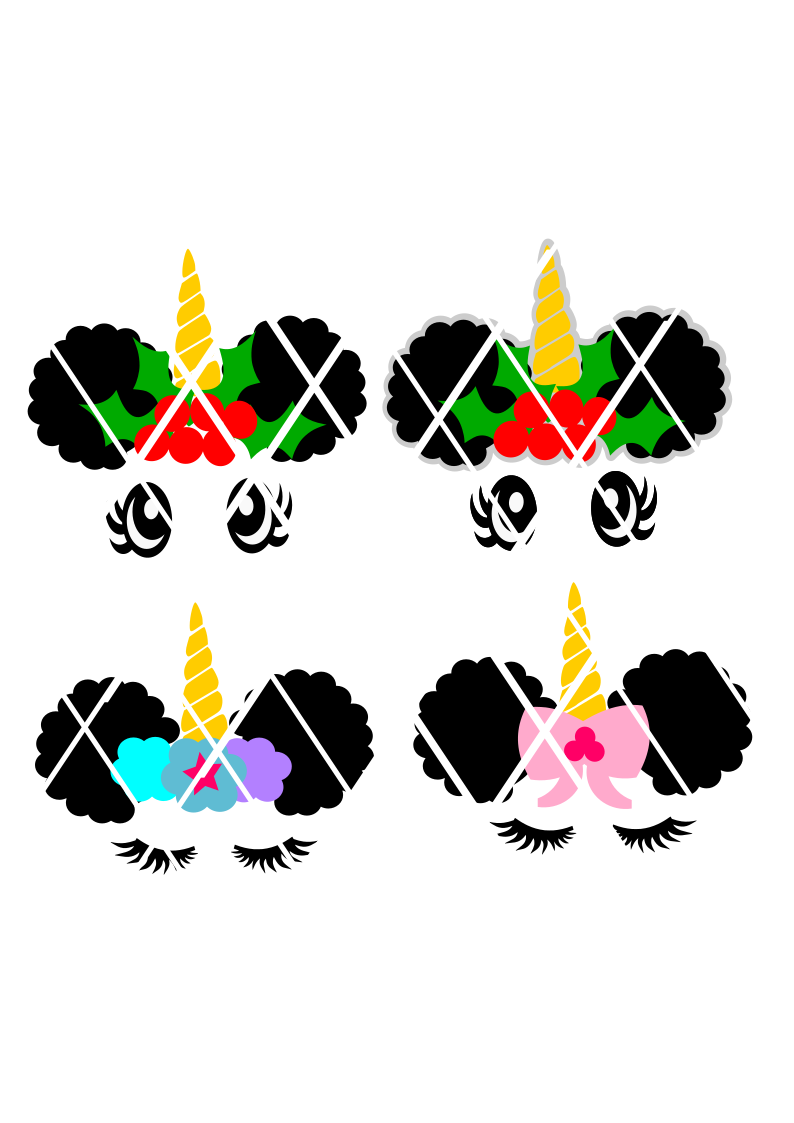 Afro Puffs Unicorn SVG