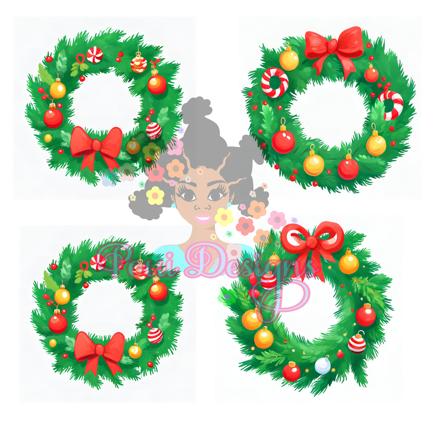 Christmas Cartoon Wreaths for kids,adults,scapbooking