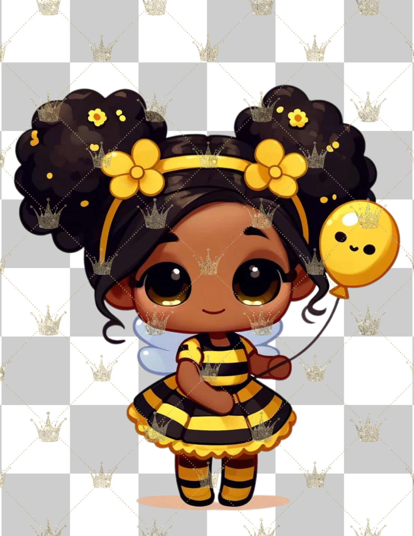 African American Chibi Bee  Girl Cartoon  PNG Ai art