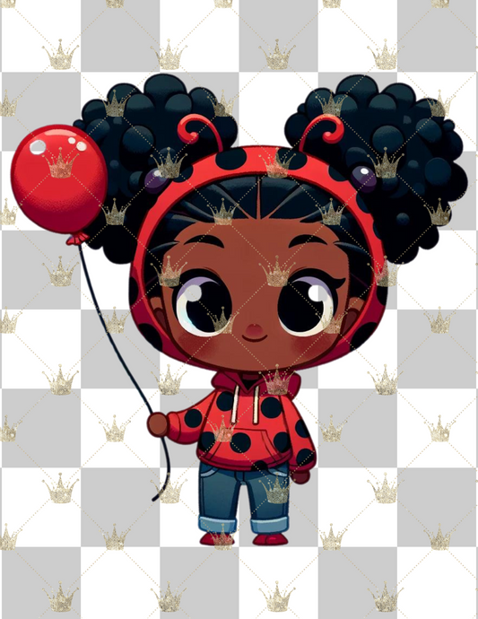 African AMerican Chibi  Straberry Girl Cartoon  PNG Ai art