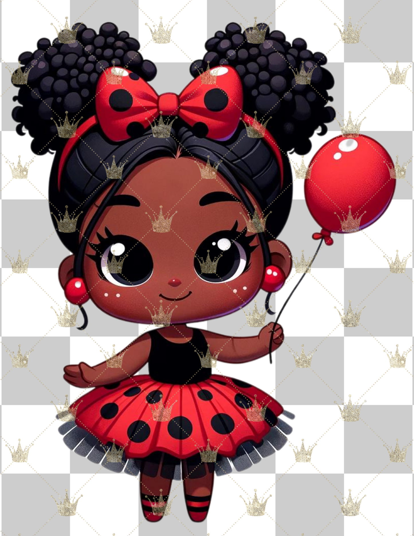 African AMerican Chibi  Straberry Girl Cartoon  PNG Ai art