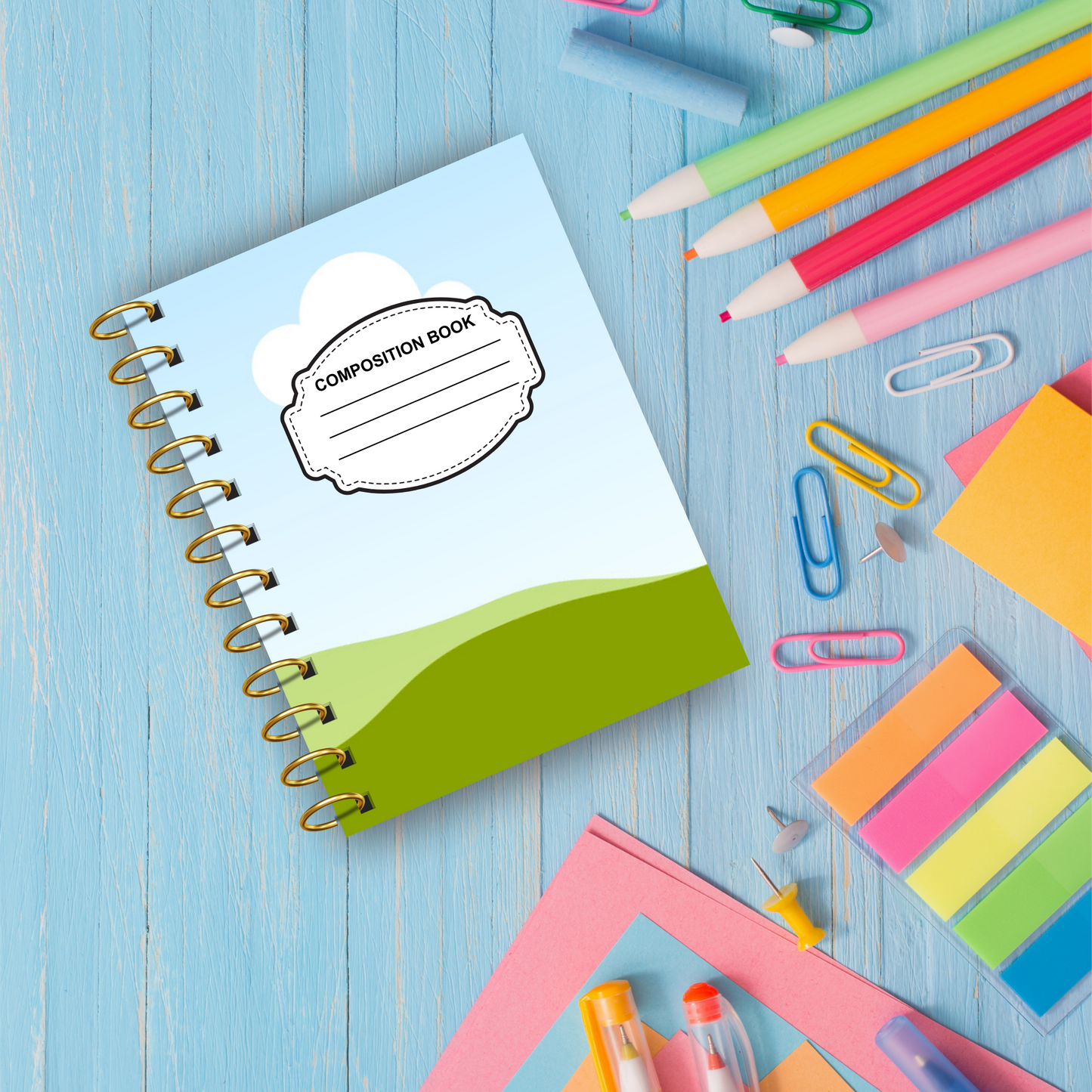Composition Notebook Cover Frame Templates and Mockups Back To School
