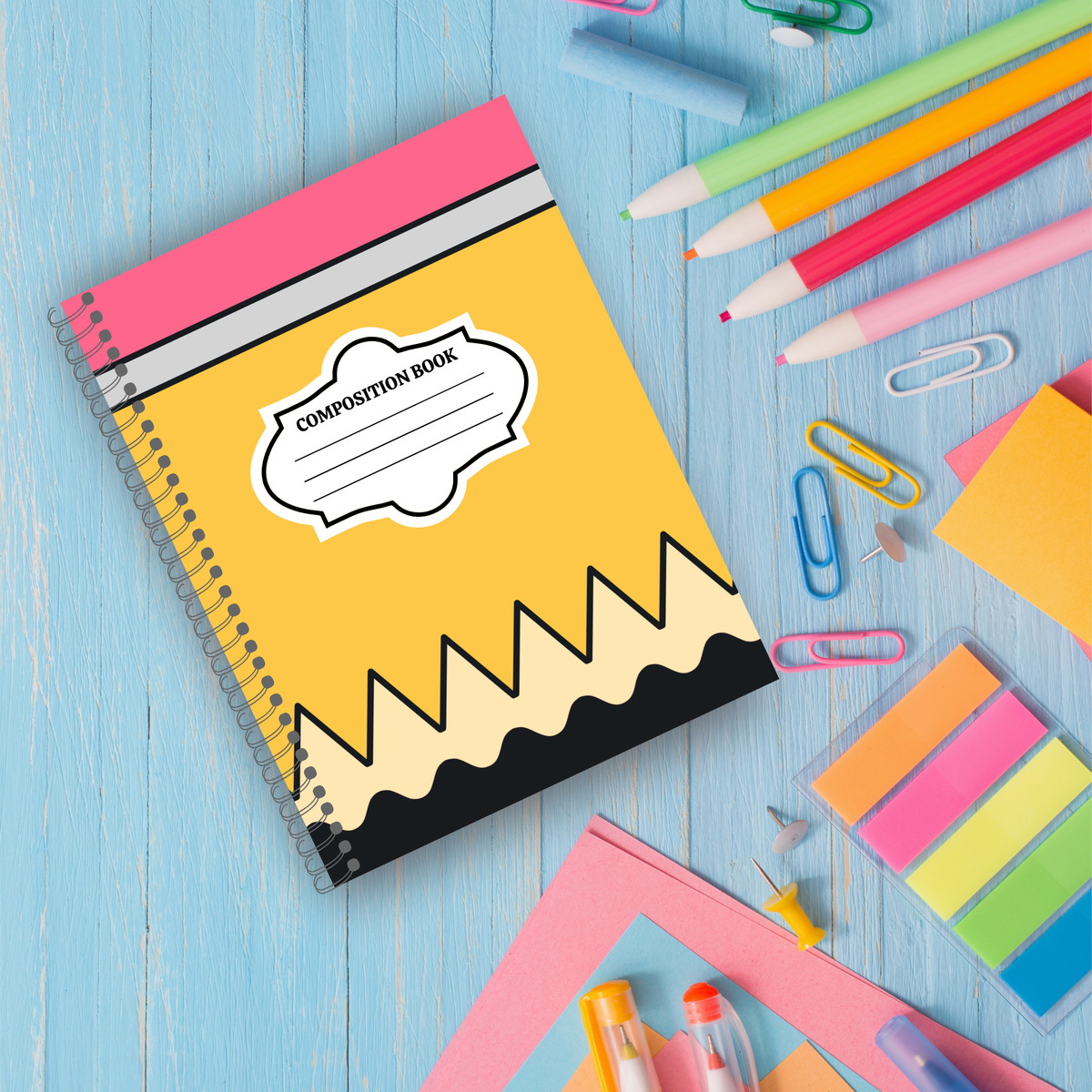 Framing A Notebook Composition Notebook Cover Frame Templates and Mockups Back To School ...