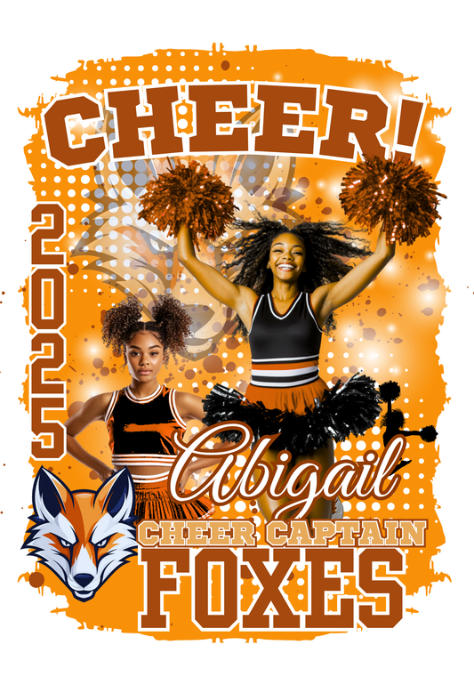 Orange and Purple Cheer Leader Editable Canva Templates