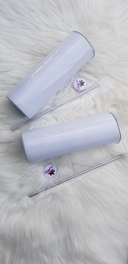 Straight White 20 oz  sublimation tumblers (5 pack)