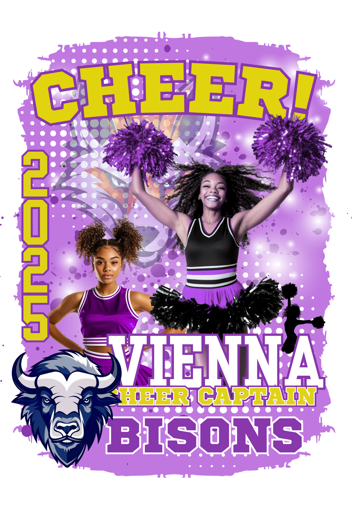 Orange and Purple Cheer Leader Editable Canva Templates