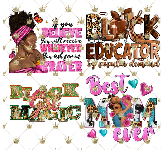 Black Educator DTF Transfer Gang Sheet 22X20 INCH