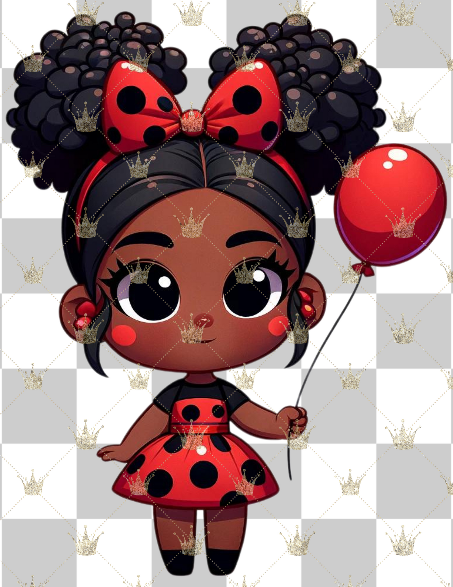 African AMerican Chibi  Strawberry Girl Cartoon  PNG Ai art