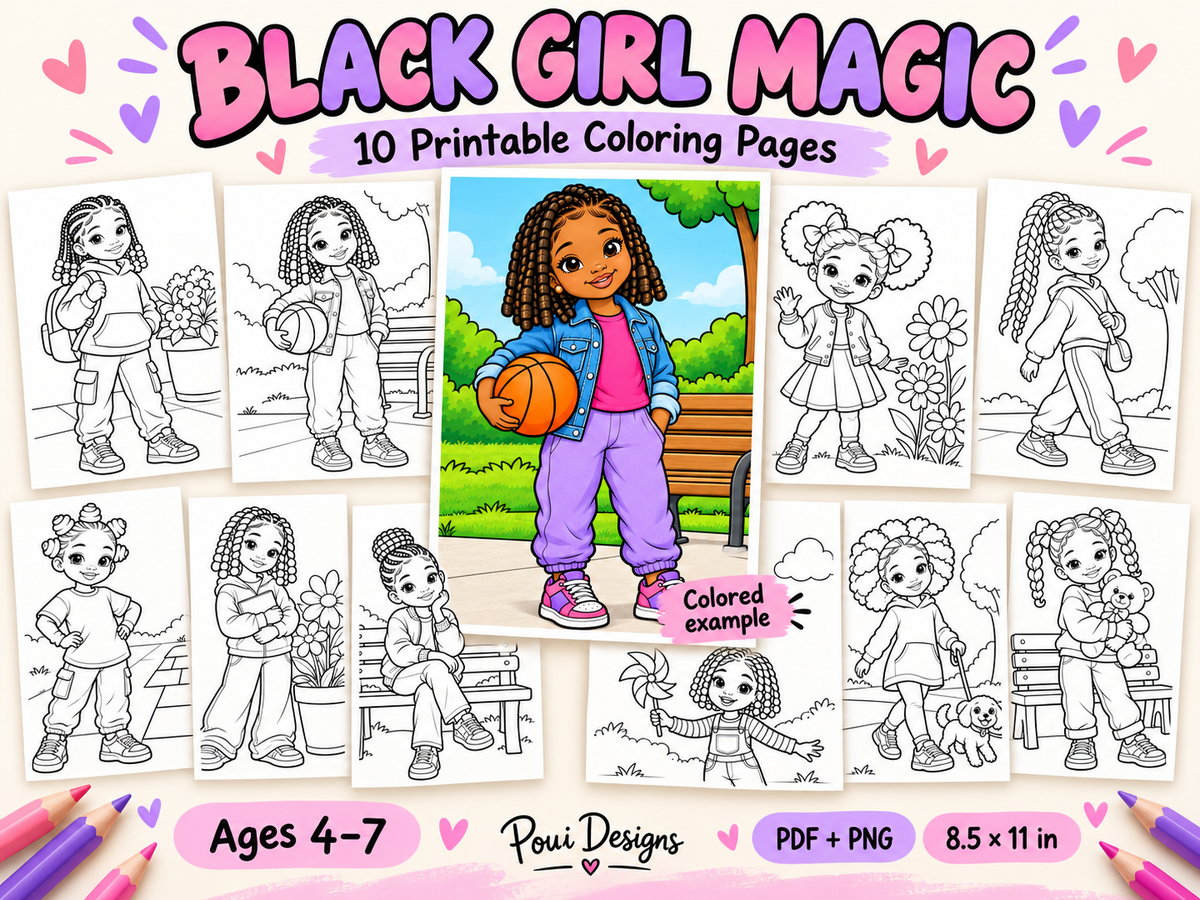 Black Girl Kids COloring Pages