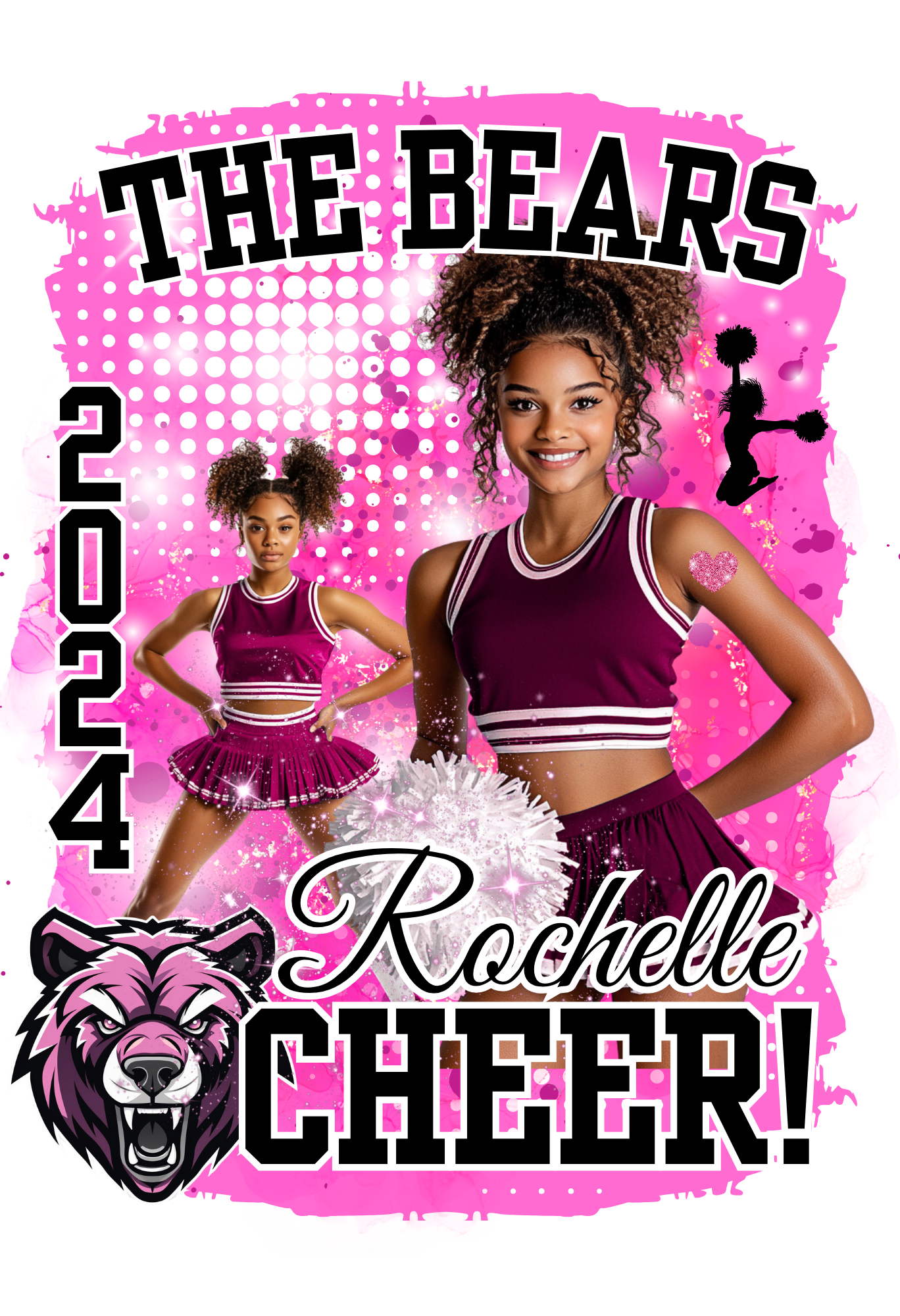 Blue and pink Cheer Leader Editable Canva Templates