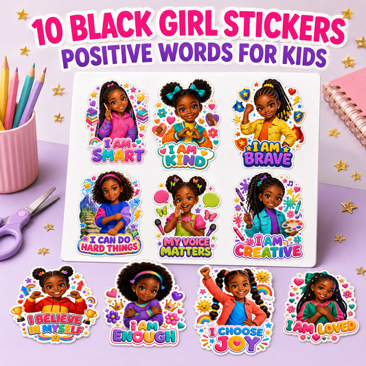 Black Girls Affirmation Stickers PLR product
