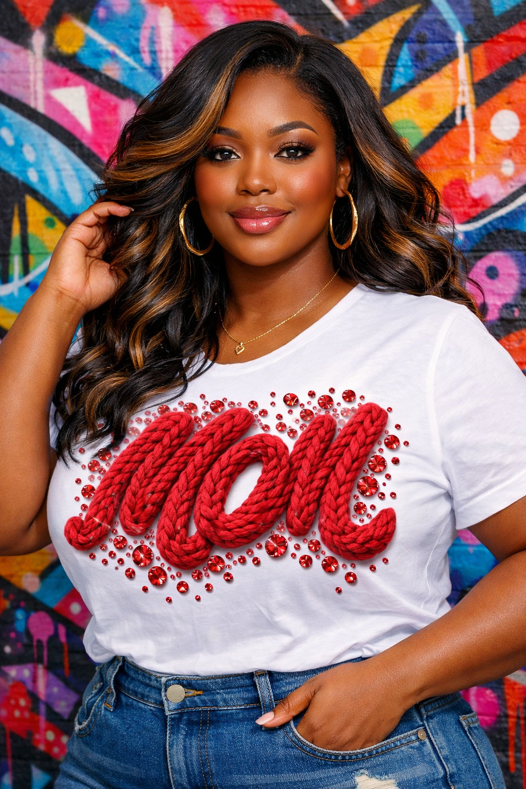 Mom  Crochet Design,Rhinestone Design for Shirts,Mugs
