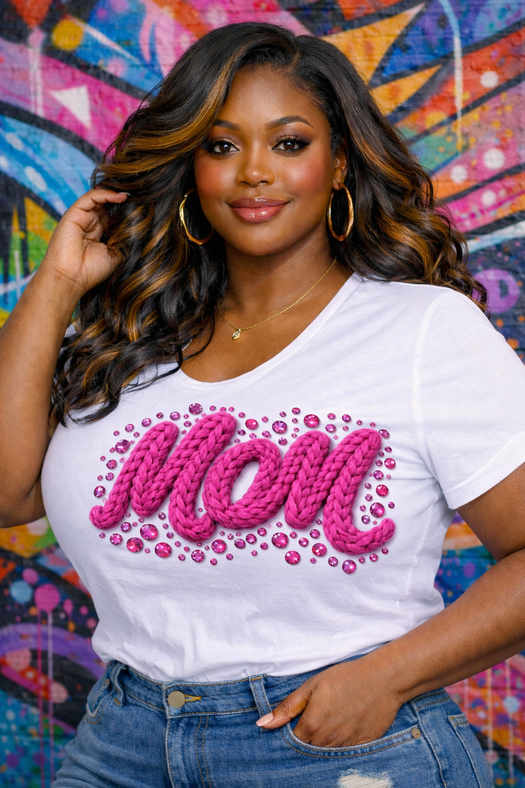 Mom  Crochet Design,Rhinestone Design for Shirts,Mugs
