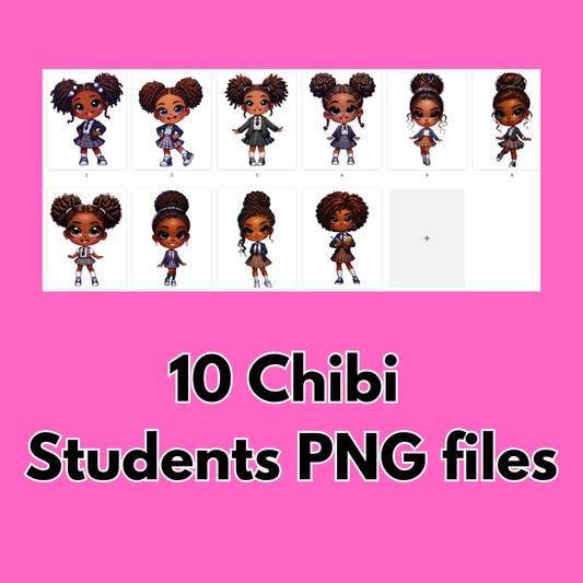 Chibi Afro Student Girls PNG files