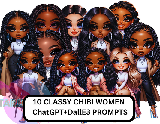 Dall-E3 & ChatGPT Prompt Guide| Classy Chibi Women|Prompts To Generate Images in ChatGPT+Dalle3