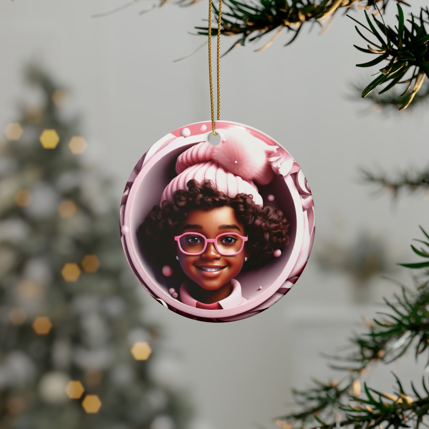 Ornament Sublimation PNG Ai art, Black Girls Christmas