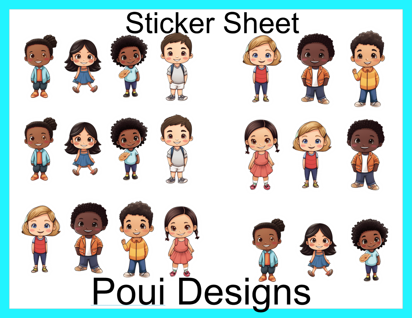 Diverse Kids Sticker Sheet