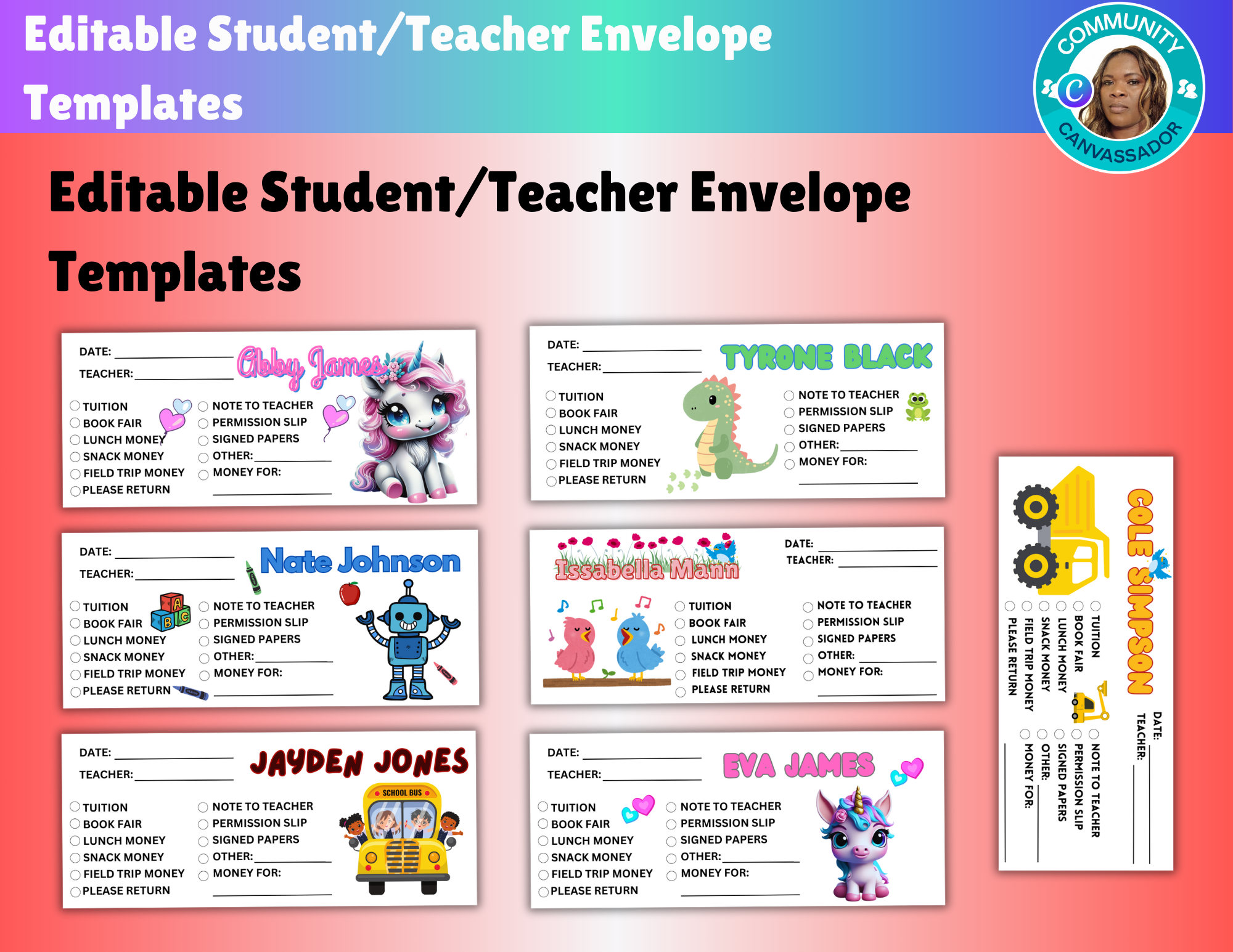Student Envelopes Editable Envelope Templates in Canva For Back To School – Poui Designs
